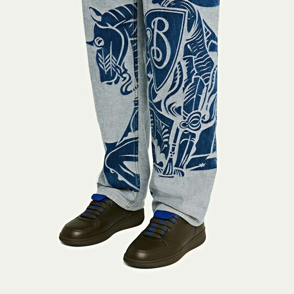 Burberry Men's Terrace Low Top Leather Sneakers in Loch Size 45 (MSRP $820) - Picture 2 of 12